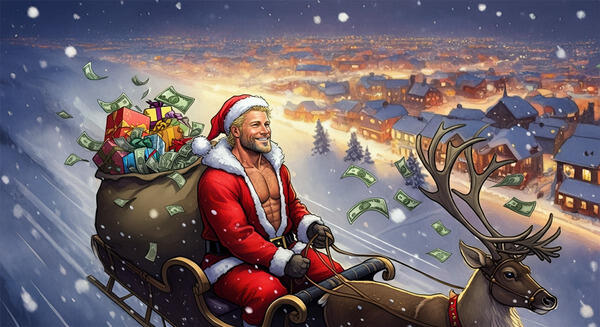 Tokenomics AMOG Santa disperses money and gifts to everyone